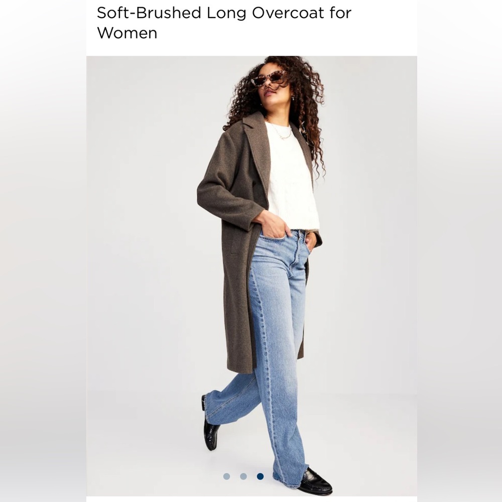 Old Navy Soft-Brushed Long Overcoat | Brown Heather | Size Small